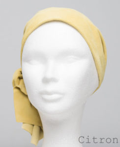 Foulard en cuir doux - alopécie cancer - couleur jaune citron