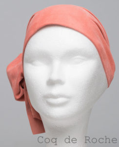 Foulard en cuir doux - alopécie cancer - couleur orange coq de roche