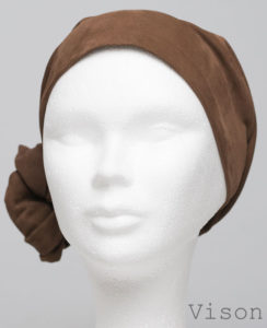 Foulard en cuir doux - alopécie cancer - couleur marron vison