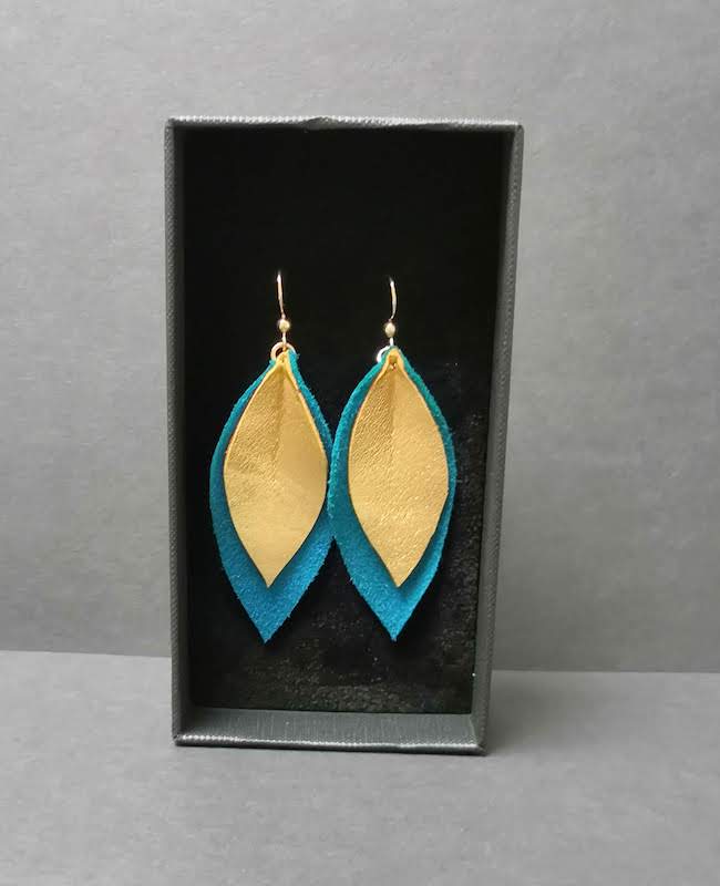 Boucles d’oreilles Feuilles Boucles oreilles en cuir doux - feuilles - création et fabrication artisanale - 78
